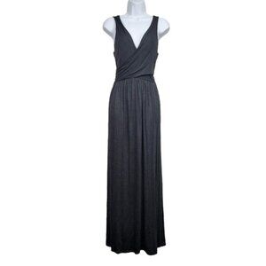 Loft Womens Sleeveless Grey V-Neck Crossover Front Jersey Maxi Dress Size S NWT